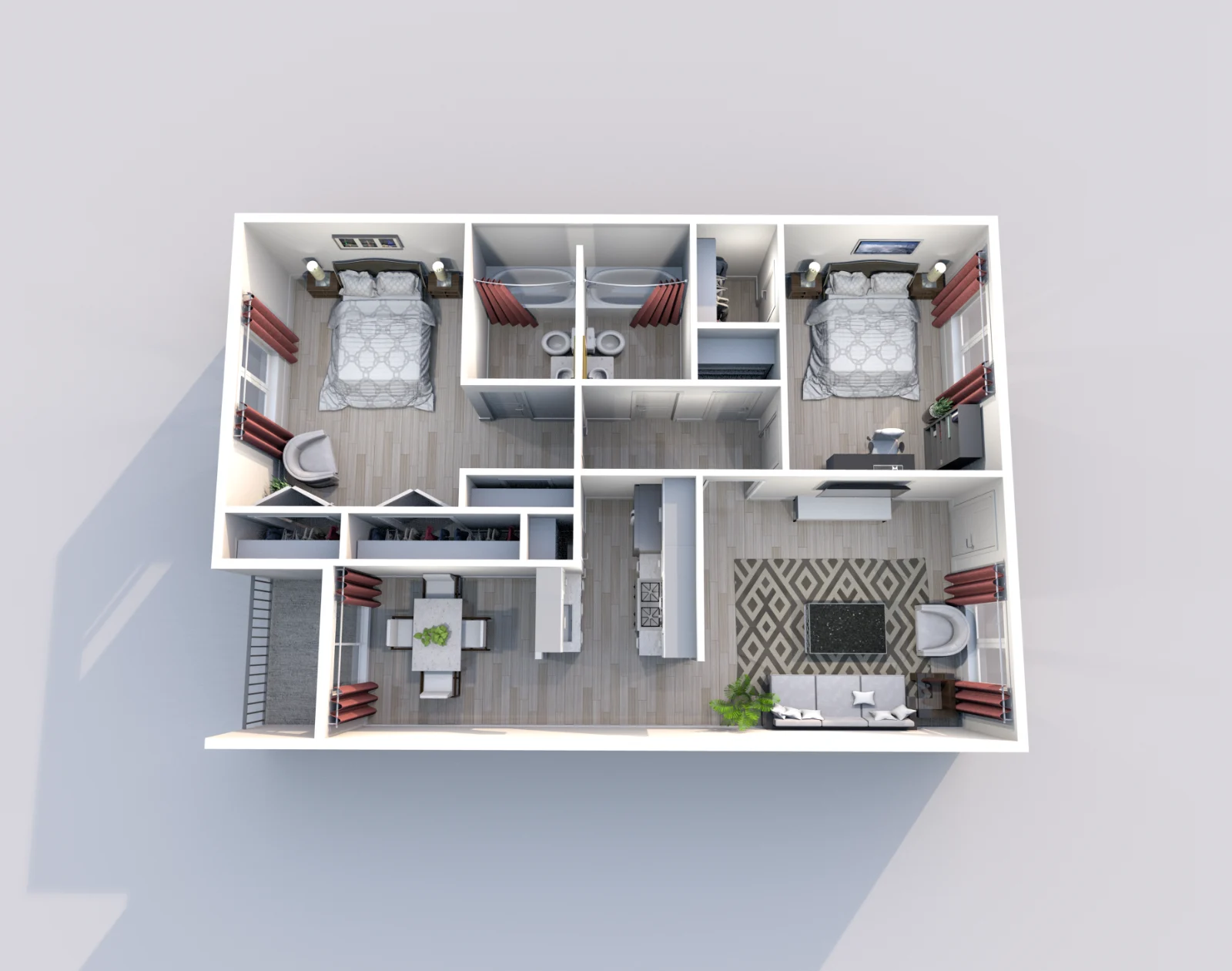 Eden Pointe — floor plan, Plan Cypress · 2 bed · 2 baths · 924 sq ft