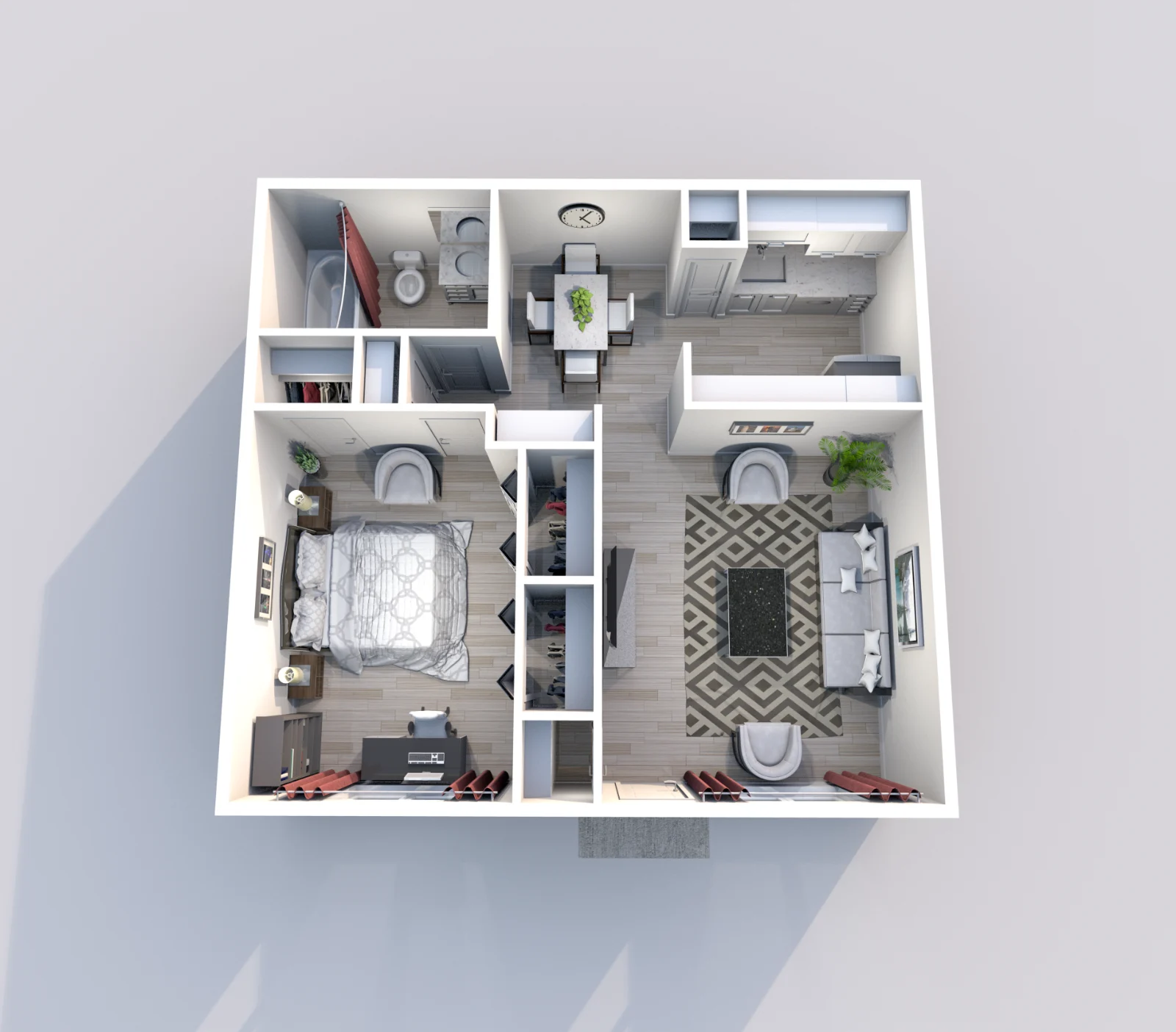 Eden Pointe — floor plan, Plan Holly · 1 bed · 1 bath · 727 sq ft