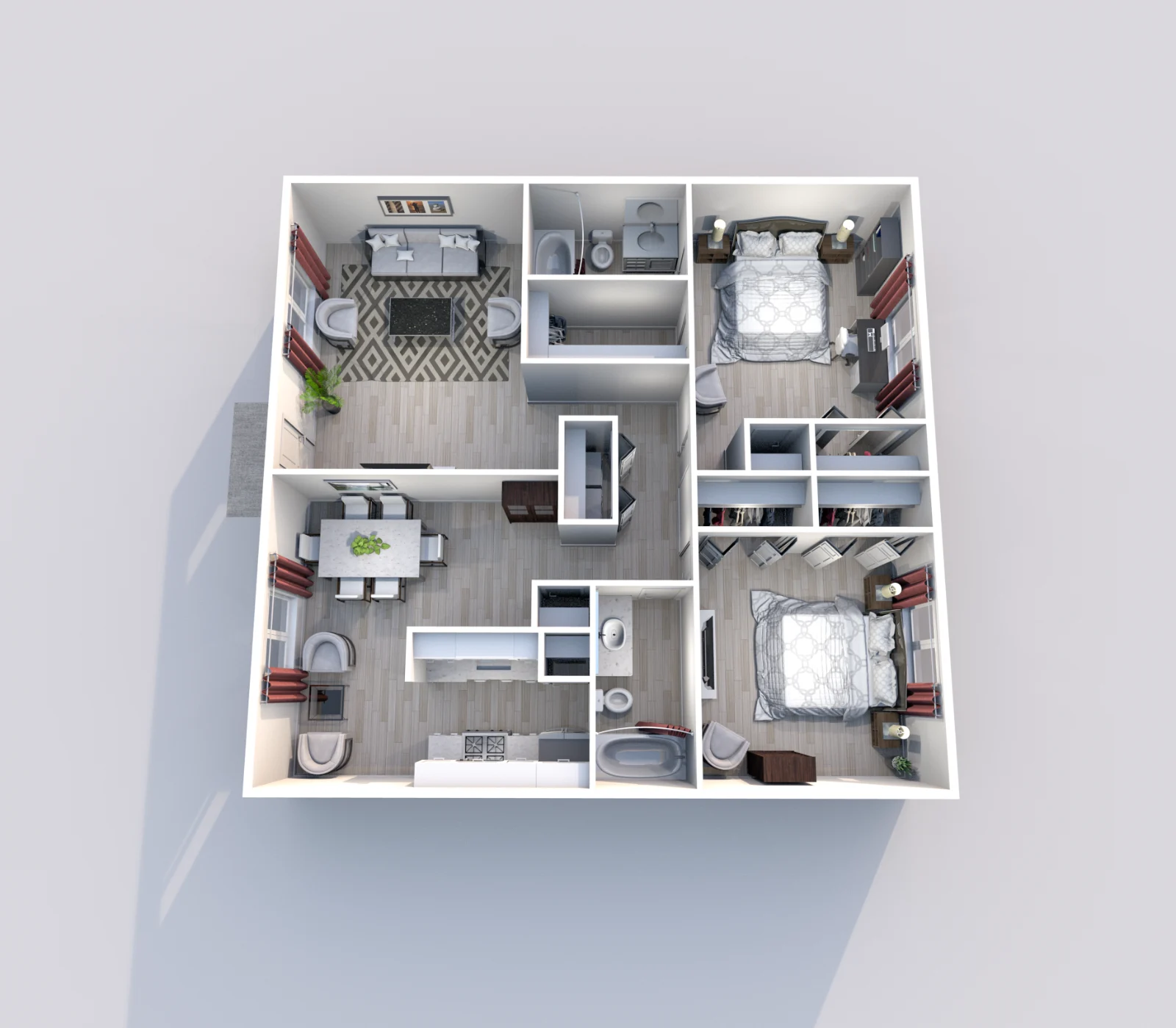 Eden Pointe — floor plan, Plan Maple · 2 bed · 2 baths · 1,381 sq ft