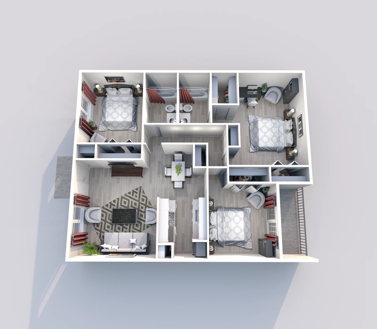 Eden Pointe — floor plan, Plan Oak · 3 bed · 2 baths · 1,288 sq ft