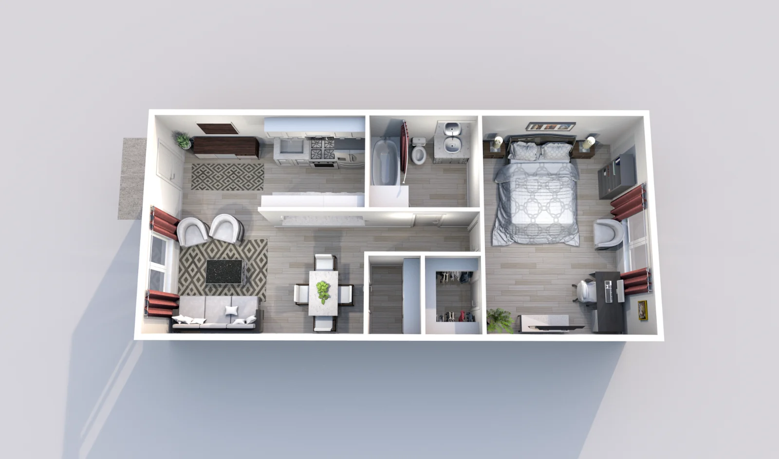 Eden Pointe — floor plan, Plan Pine · 1 bed · 1 bath · 638 sq ft